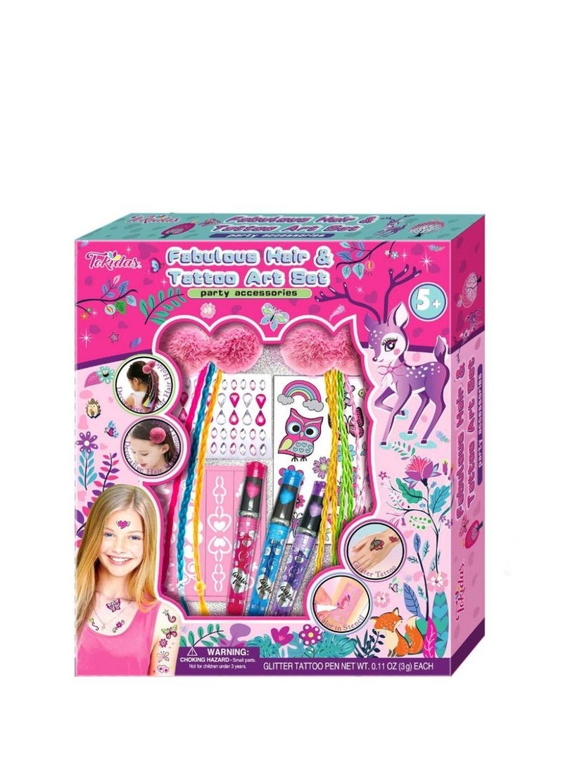 Glitz Fabulous Hair & Tattoo Art Set-Party Accessories