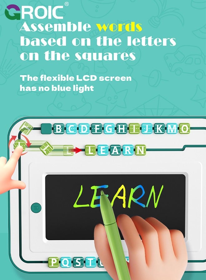 3-in-1 LCD Writing Tablet and Magnetic Drawing Board, English Word Spelling, Tetris Puzzle Blocks, Writing Tablet LCD Drawing Tablet Board Game, Erasable Doodle Board Educational Toys