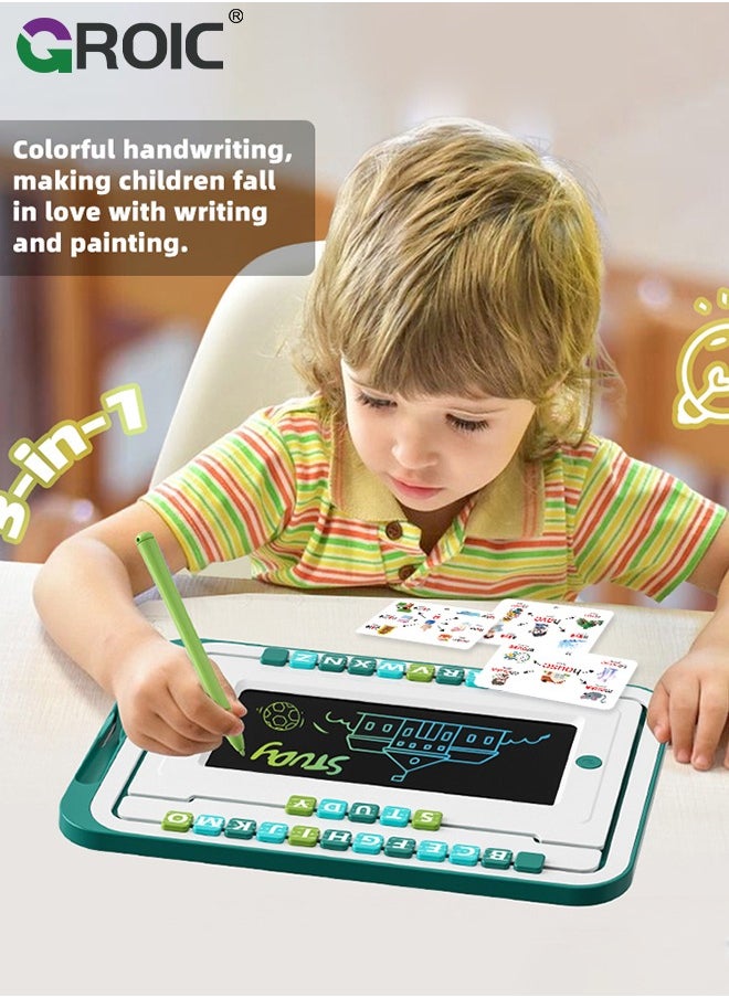 3-in-1 LCD Writing Tablet and Magnetic Drawing Board, English Word Spelling, Tetris Puzzle Blocks, Writing Tablet LCD Drawing Tablet Board Game, Erasable Doodle Board Educational Toys