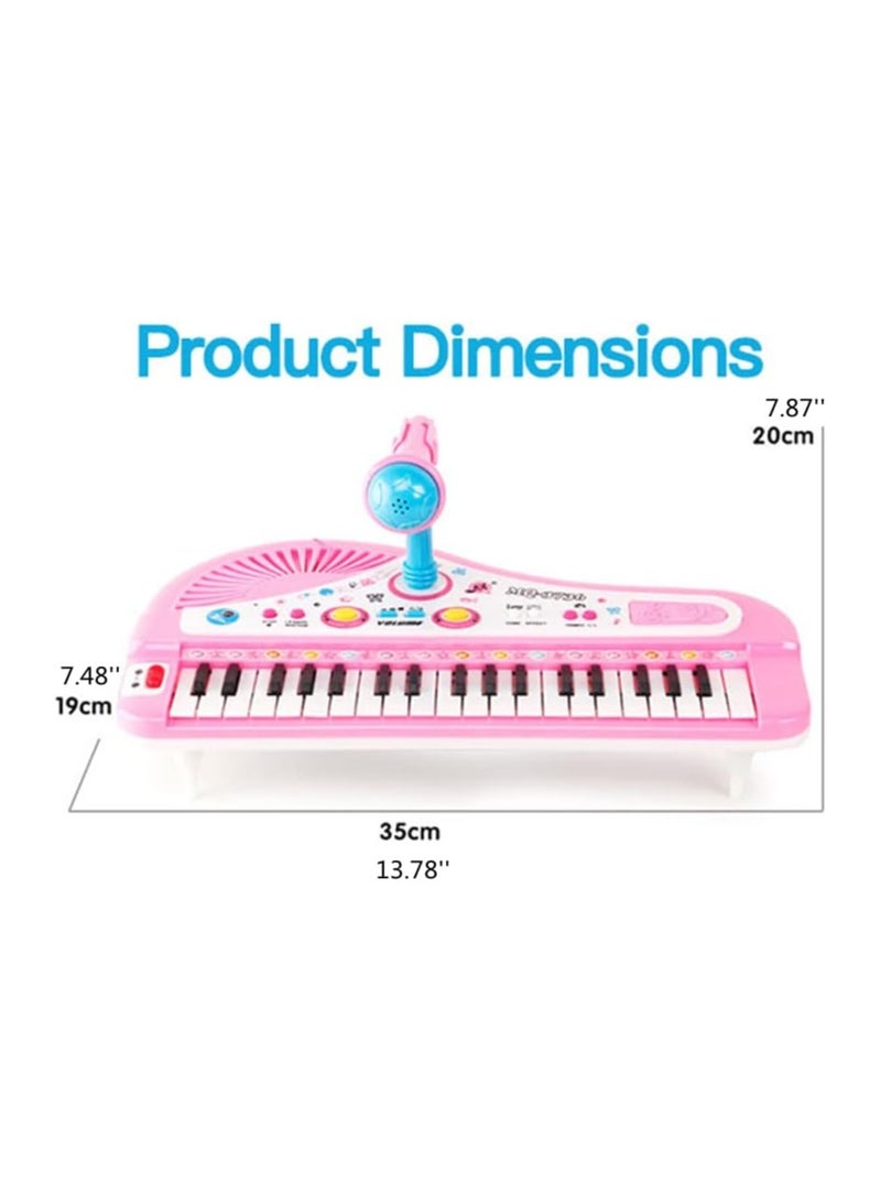 37 Key Kids Piano Keyboard, Electronic Digital Piano Musical Instrument Kit with Microphone, Battery powered