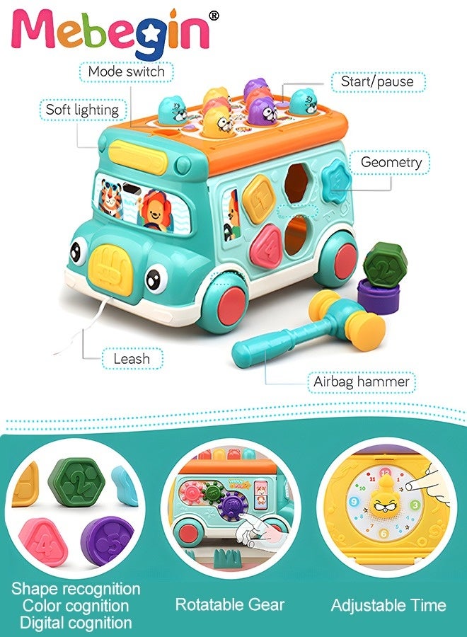 Pounding Toys for Toddlers Educational Toy Pull Along Bus Gopher Toy for Boys Girls Birthday Gift