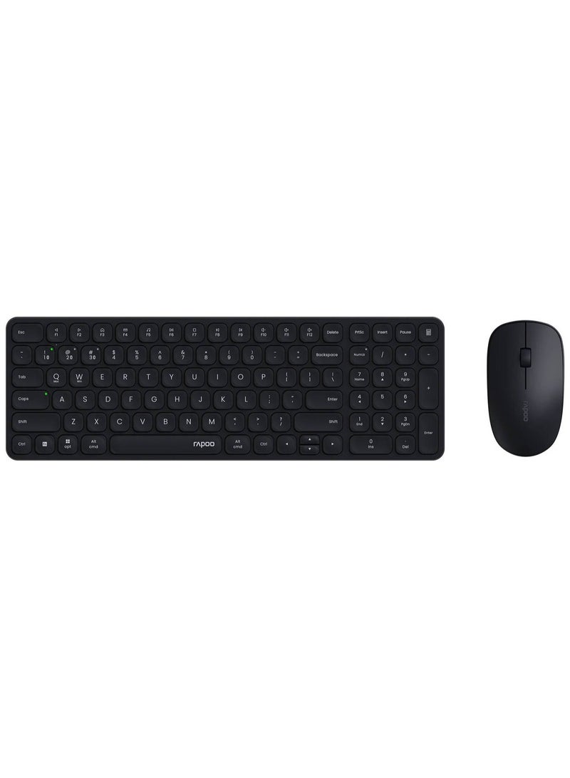 Rapoo 9320M Keyboard u0026 Mouse Combo Set, Multi-Mode Wireless, Bluetooth 3.0, 4.0 u0026 2.4 GHz, Spill Resistant Keyboard, Ergonomic Design1300 DPI Optical Mouse, Dark Grey | 9320M MK