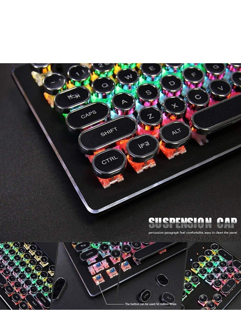 HJK900 Gaming Keyboard Punk Mechanical Keyboard 104 Key Metal Translucent Computer Wired Keyboard Best Gift For Pc Computer Gamer Black