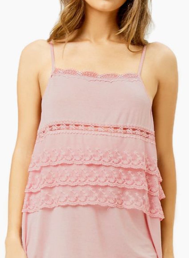 Knit Off Shoulder Strappy Top Pink