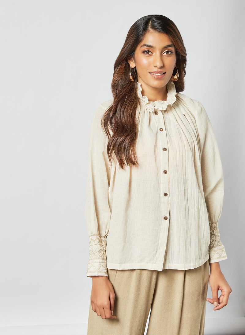 High Neck Top Ivory