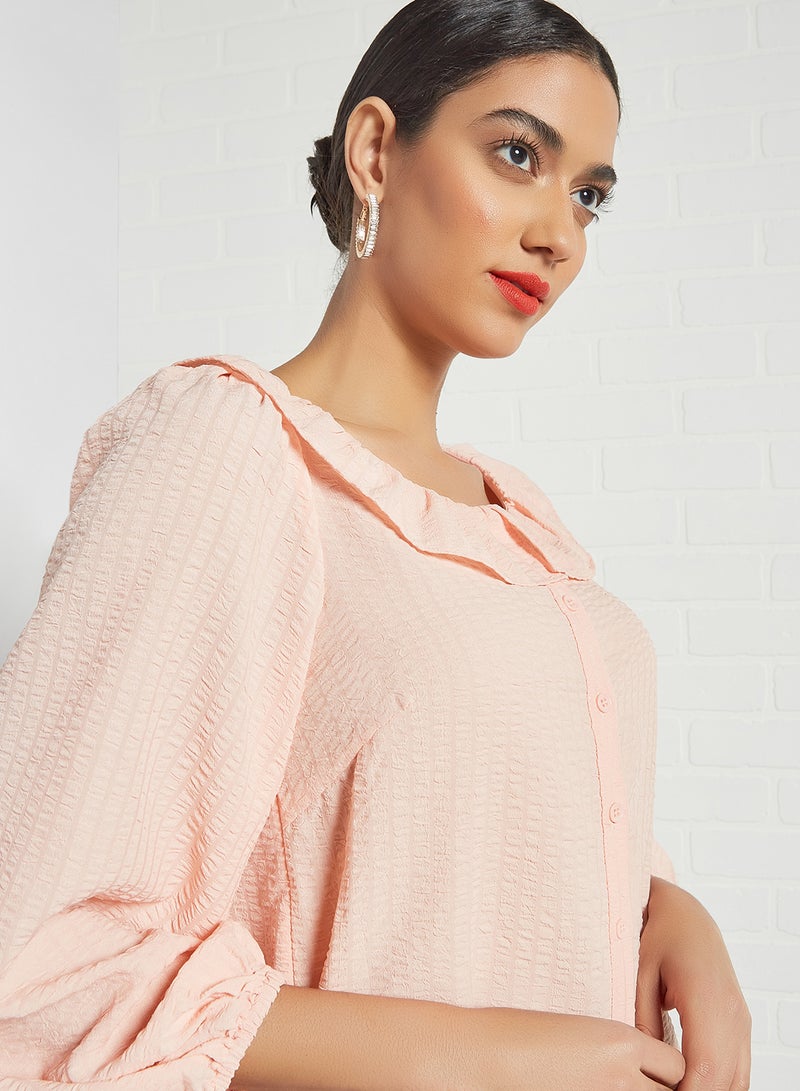 Ruffled Hem Top Apricot Cream