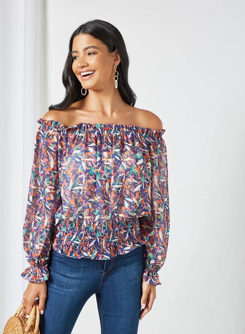 Printed Off-Shoulder Top Multicolour