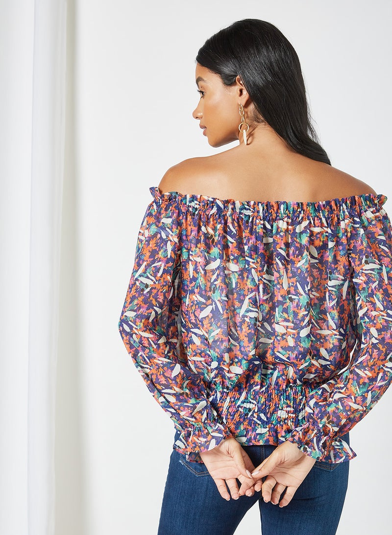 Printed Off-Shoulder Top Multicolour