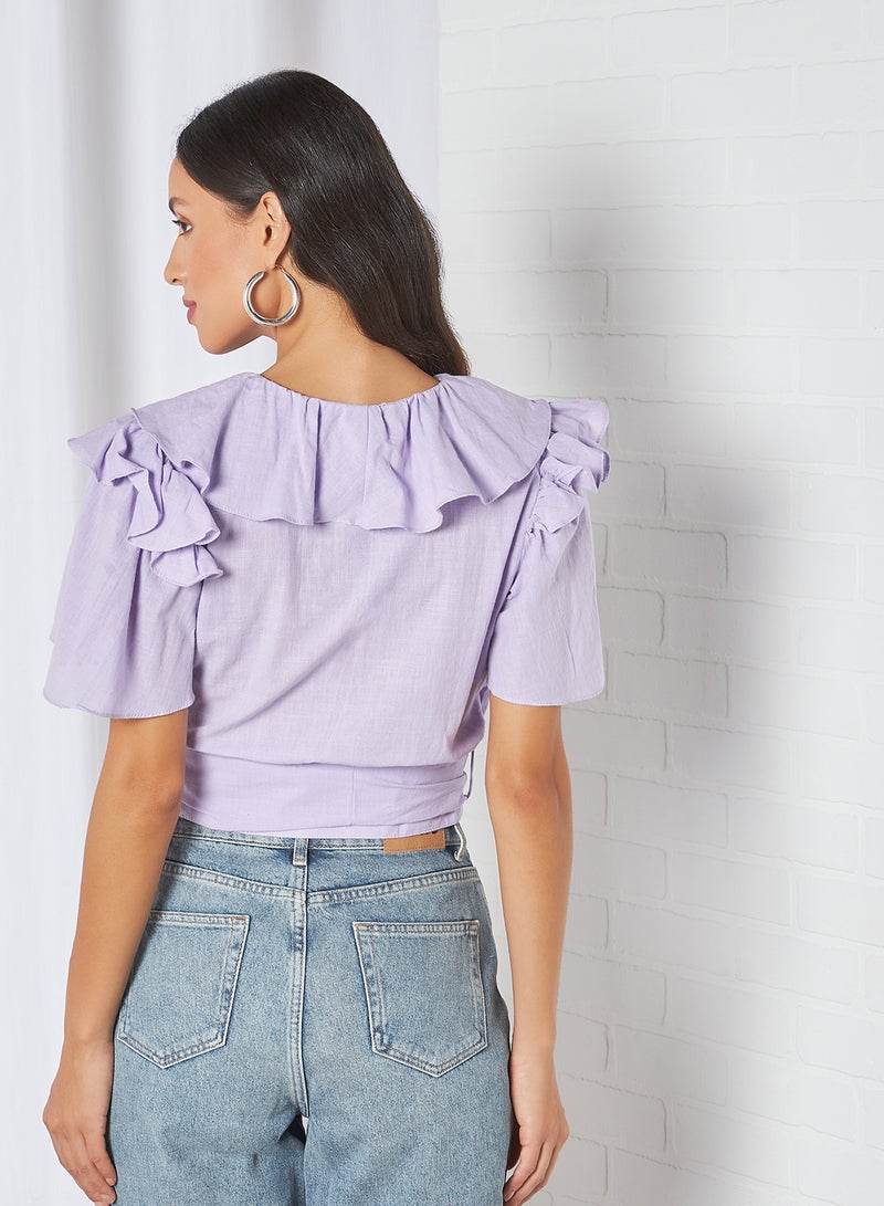 Ruffle Detail Crop Top Lila