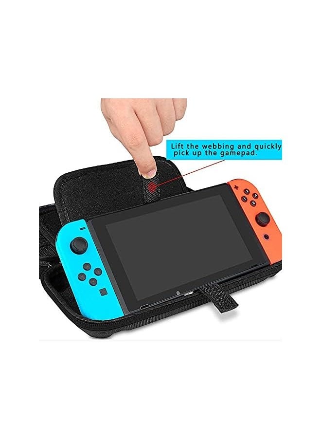 Carry Case for Switch OLED and for Nintendo Switch with 20 Game Cards Holder, Protective Hard Portable Travel Bag Cover Shell Pouch Mesh Pockets for Accessories