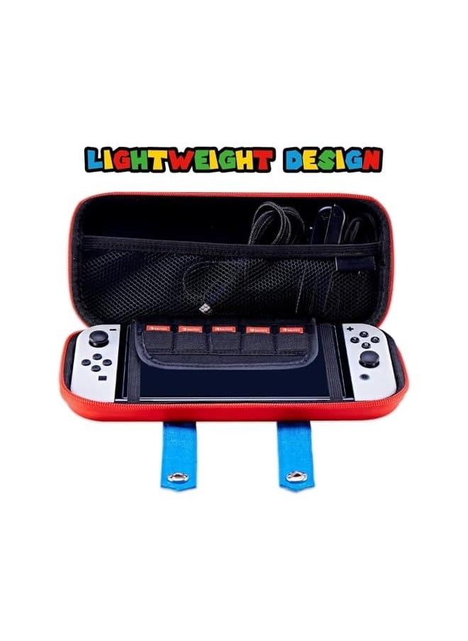 Switch Carrying Case Compatible with Switch/Switch OLED, Cute Portable Traveler Protective Switch Carrying Case with 10 Game Card Holders - Red