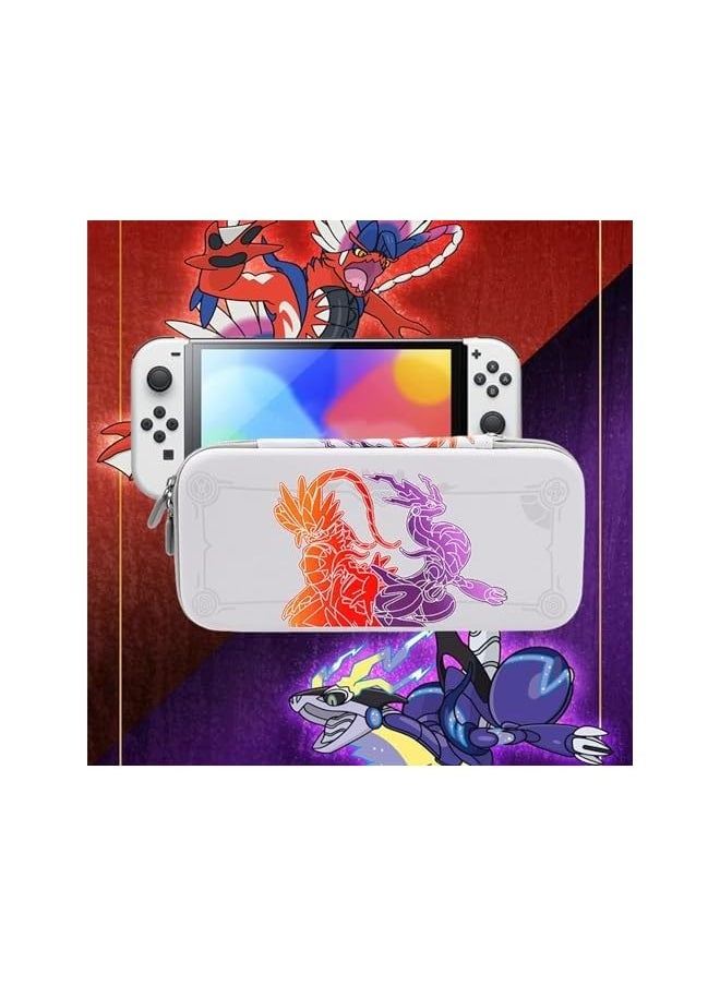 Carrying case for Nintendo Switch/ Switch OLED-Pokemon Scarlet and Violet Protective Hard Portable Travel case Shell Pouch for Console & Accessories (white)