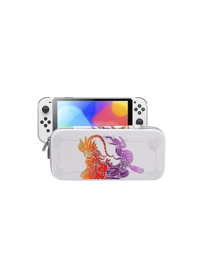 Carrying case for Nintendo Switch/ Switch OLED-Pokemon Scarlet and Violet Protective Hard Portable Travel case Shell Pouch for Console & Accessories (white)