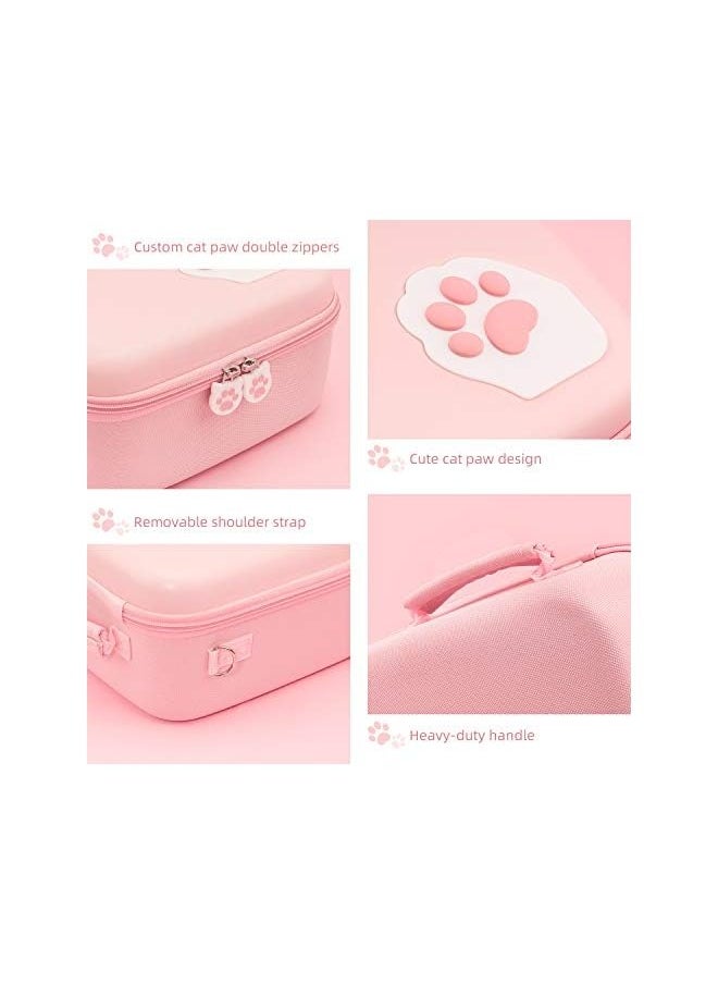 Pink Cat Paw Case Compatible with Nintendo Switch, Protective Travel System Case with 18 Game-Card Slots for Switch Console, Pro Controller, Dock and Accessories [video game]