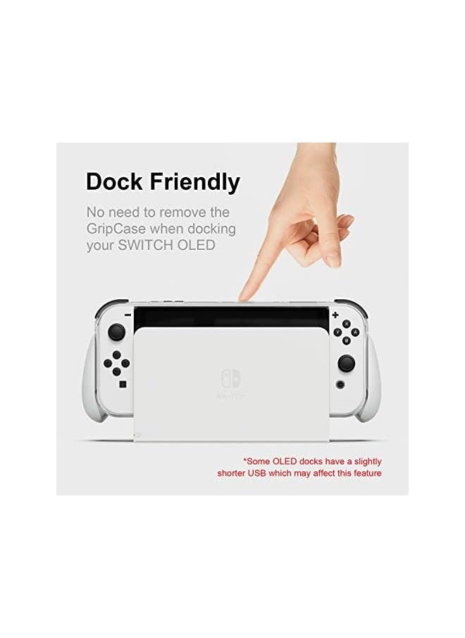 GripCase OLED for Nintendo Switch OLED Model: A Dockable Transparent Protective Cover Case with Interchangeable Grips [to fit All Hands Sizes] [No Carrying Case] - OLED White