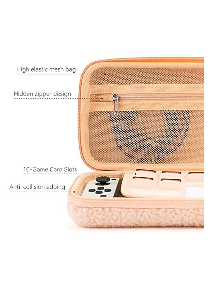 Pink Bunny Plush Bag Carry Case Compatible with Nintendo Switch/OLED - Portable Slim Travel Carrying Case with Removable Handle Fit Switch Console & Game Accessories