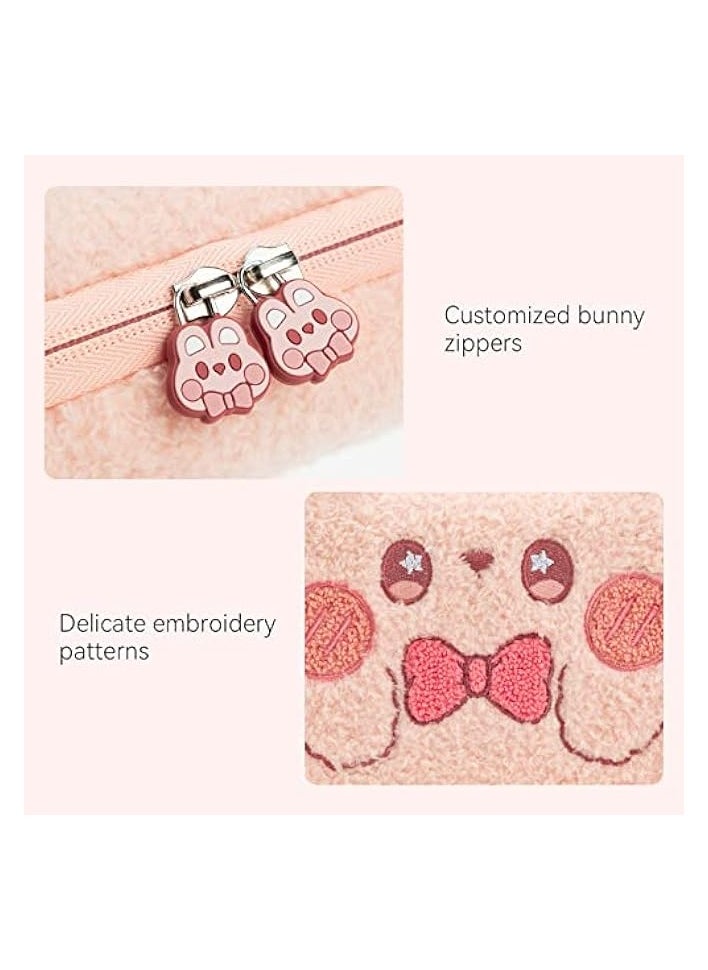 Pink Bunny Plush Bag Carry Case Compatible with Nintendo Switch/OLED - Portable Slim Travel Carrying Case with Removable Handle Fit Switch Console & Game Accessories