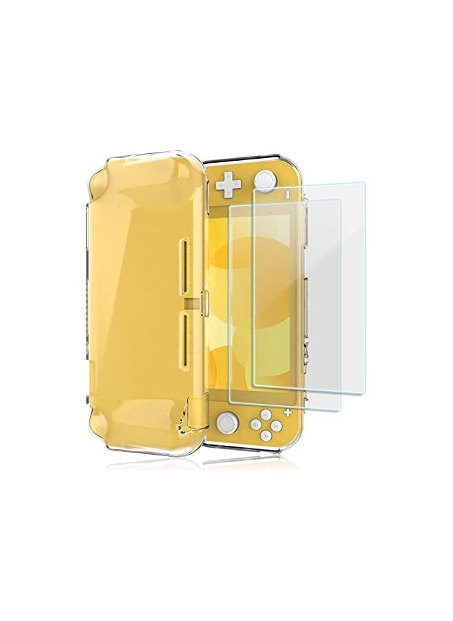 Nintendo Switch Lite Clear Case, Slim Crystal Clear Soft TPU Cover Anti-Scratch Protective Case for Nintendo Switch Lite 2019 with 2 Pack Tempered Glass Screen Protectors –Clear