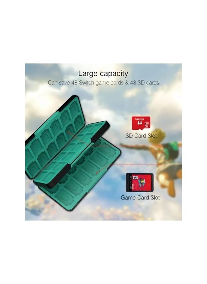 48 Switch Game Card Case for Nintendo Switch OLED, Switch Lite, Cute 48 Game Holder Cartridge Case for Game Cards and SD Cards, Kawaii Portable Compact Storage Case Box