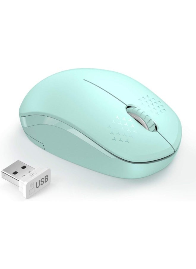 Wireless Mouse - 2.4G Cordless Mice with USB Nano Receiver Computer Mouse with Noiseless Click for Laptop, PC, Tablet, Computer, and Mac (A Mint Green)