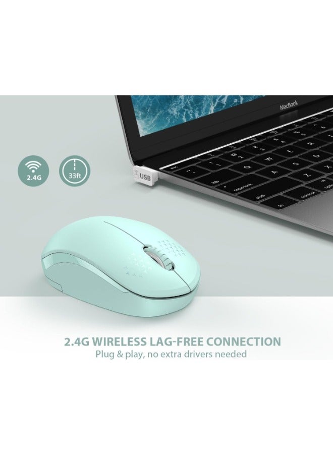 Wireless Mouse - 2.4G Cordless Mice with USB Nano Receiver Computer Mouse with Noiseless Click for Laptop, PC, Tablet, Computer, and Mac (A Mint Green)