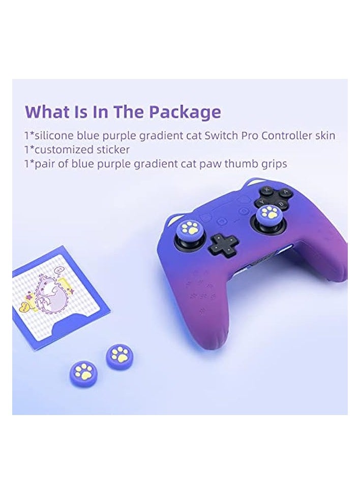 Pink Cat Paw Controller Skin Grips Set Compatible with Nintendo Switch Pro-Anti-Slip Silicone Protective Cover Case Joystick Caps for Switch Pro Wireless Controller (BluePurple)