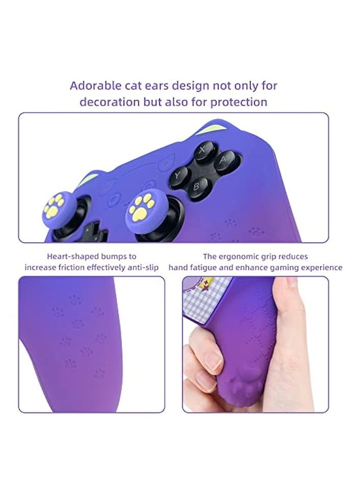 Pink Cat Paw Controller Skin Grips Set Compatible with Nintendo Switch Pro-Anti-Slip Silicone Protective Cover Case Joystick Caps for Switch Pro Wireless Controller (BluePurple)