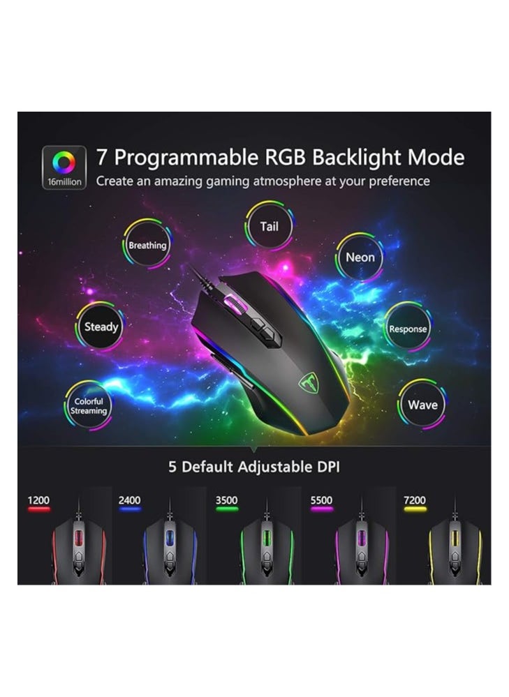 RGB Wired Gaming Mouse with 8 Programmable Buttons