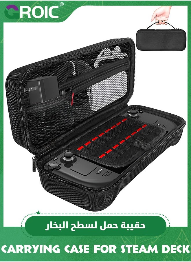 Steam Deck Oled Case, Portable Hard Shell Carrying Case for Steam Deck Oled with 16 Game Slots / Button Protection/ Large Capacity