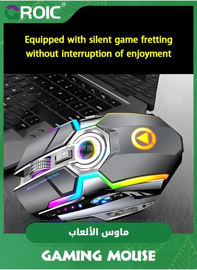 Wireless Gaming Mouse, 600Mah 2400DPI RGB Gaming Mouse High Quality Bluetooth Gaming Mouse with Mechanical Micro Switch, Plug & Play for Computer Laptop