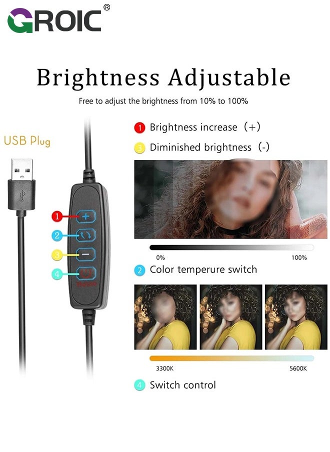 Video Conference Lighting for Video Recording - Portable USB LED Video Selfie Light, 3 Soft Light Levels, Laptop & Computer Video Fill Lights, Camera Webcam Selfie Light for Zoom Meetings