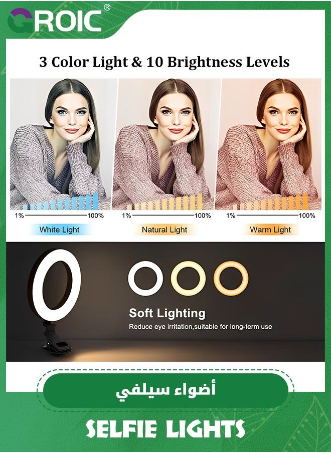 Video Conference Lighting Kit, 300k-7000K Dimmable Led Ring Light Clip on Laptop Monitor for Webcam Lighting/Zoom Calls/Remote Working/Self Broadcasting and Live Streaming/YouTube Video/TikTok