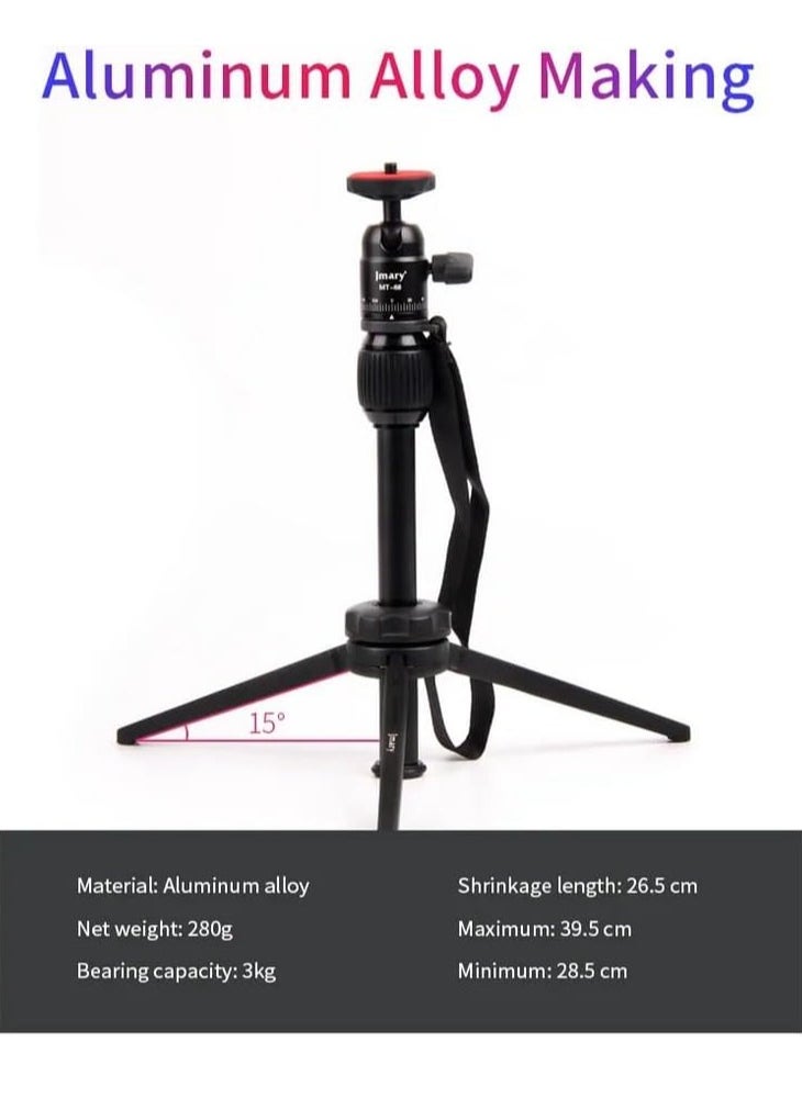 Table Tripod Stand – Lightweight Aluminum, 39.5cm Max Height, 3kg Load Capacity, Mobile & Camera