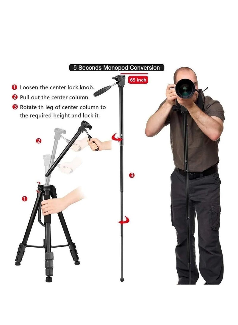 JMARY KP-2254 Camera Tripod for Mobile Phone and SLR Cameras Outdoor Photography Tripod (Black)