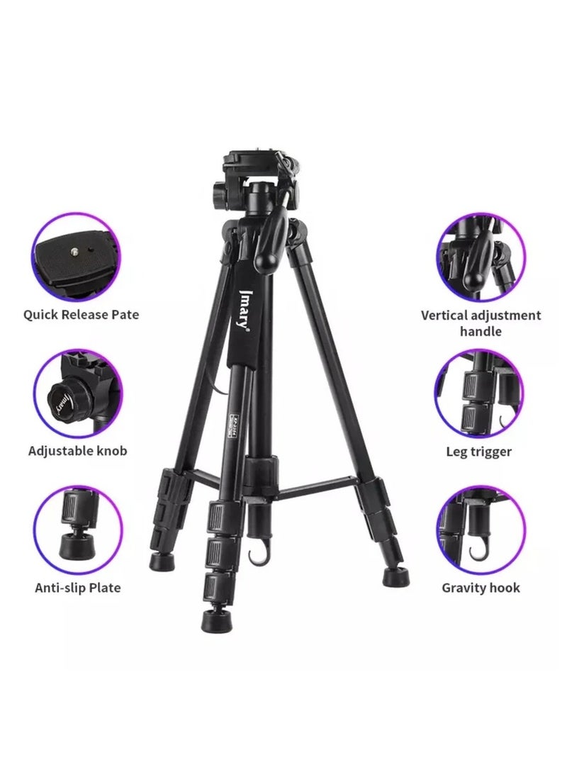 JMARY KP-2254 Camera Tripod for Mobile Phone and SLR Cameras Outdoor Photography Tripod (Black)