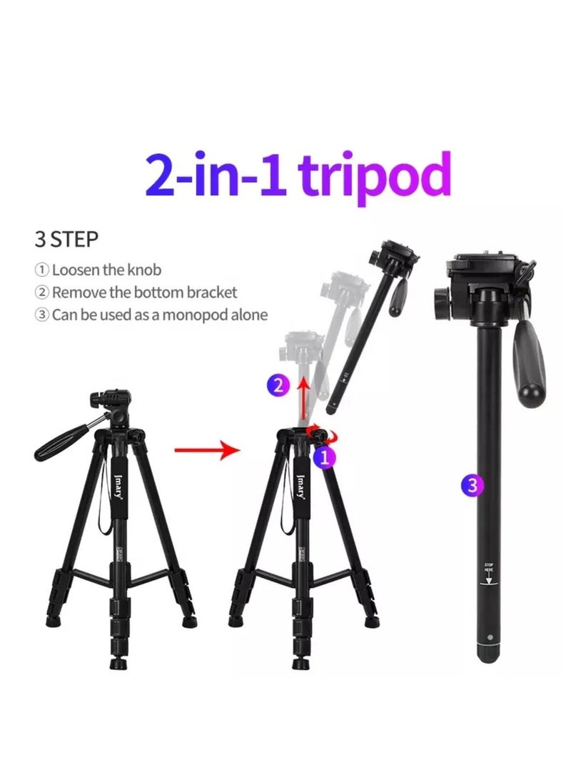 JMARY KP-2254 Camera Tripod for Mobile Phone and SLR Cameras Outdoor Photography Tripod (Black)