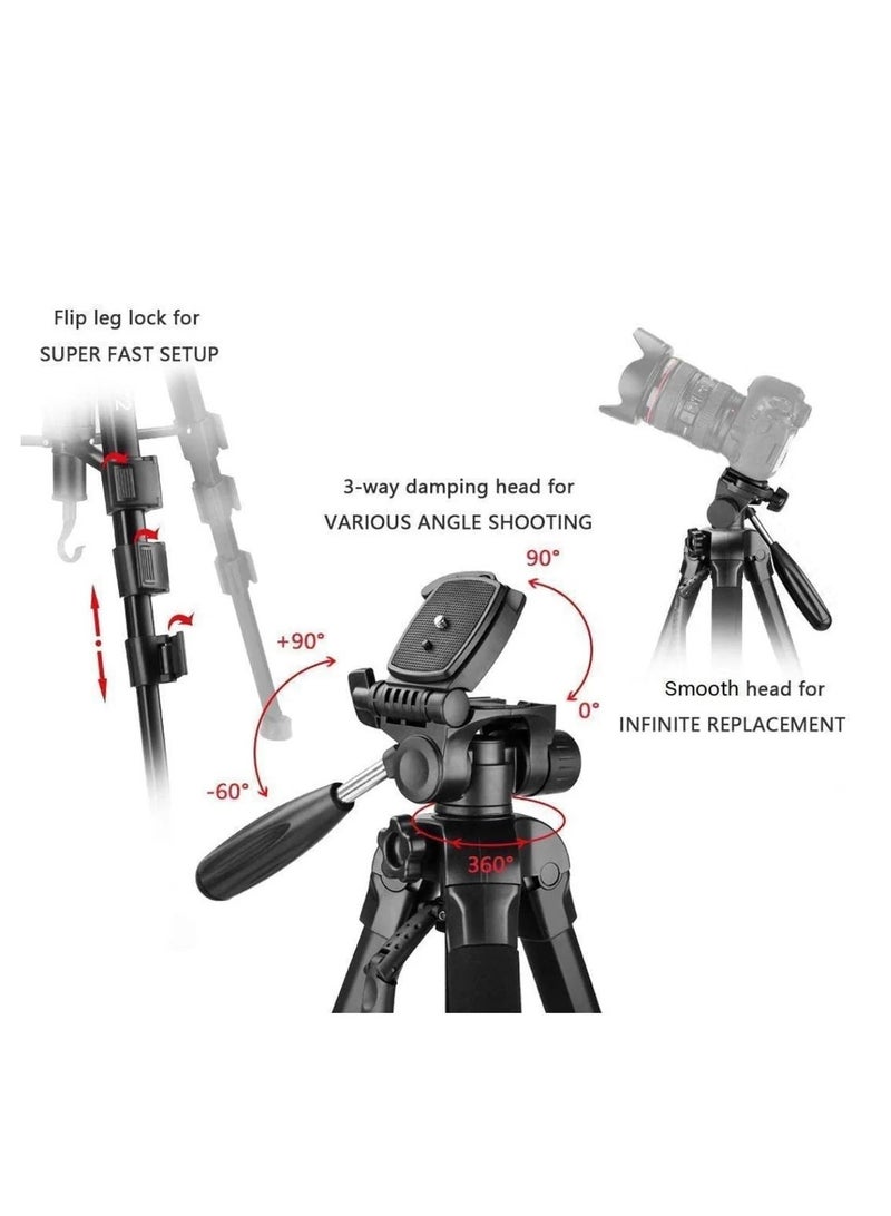 JMARY KP-2254 Camera Tripod for Mobile Phone and SLR Cameras Outdoor Photography Tripod (Black)