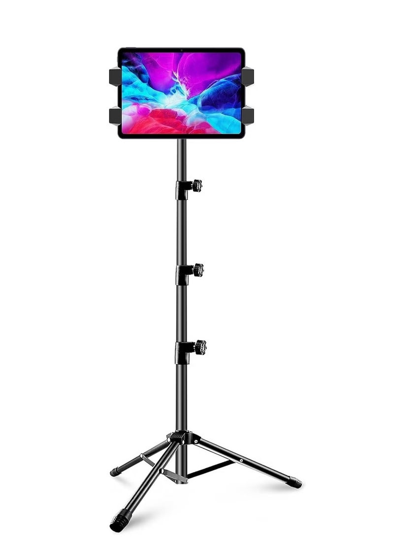 Tablet Stand Holder – iPad Tripod Floor Holder with Height Adjustable, 360° Rotating Cell Phone Stand for Video Recording, Compatible with iPad Pro, Mini, Air, iPhone, and 4.7-13