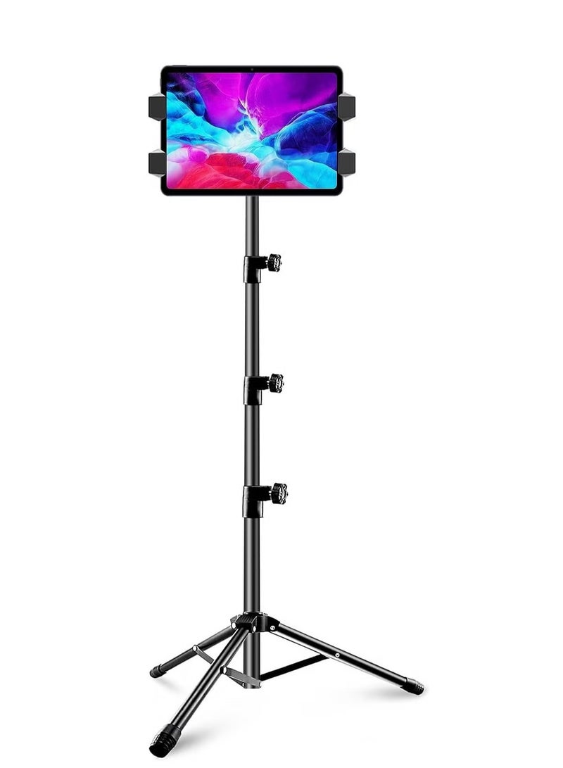 Tablet Stand Holder – iPad Tripod Floor Holder with Height Adjustable, 360° Rotating Cell Phone Stand for Video Recording, Compatible with iPad Pro, Mini, Air, iPhone, and 4.7-13