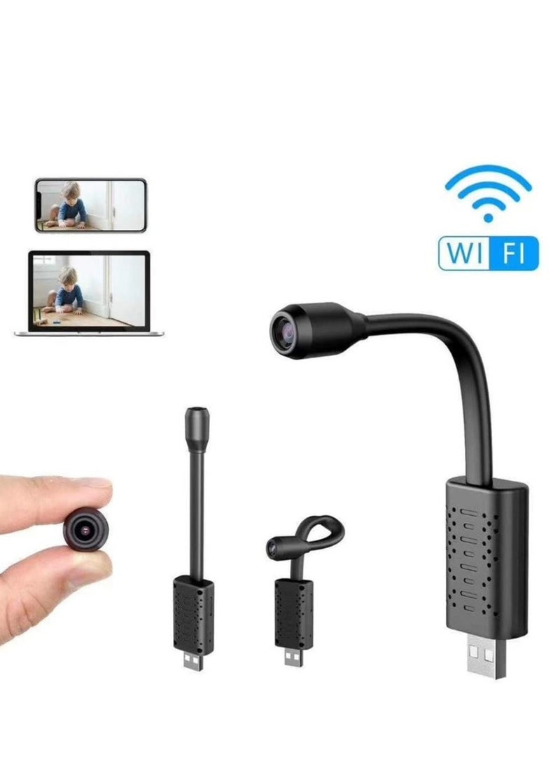 NEW USB Portable WiFi Camera – Mini Wireless 360° Rotatable IP Camera with Motion Detection, Compact Design (Black)