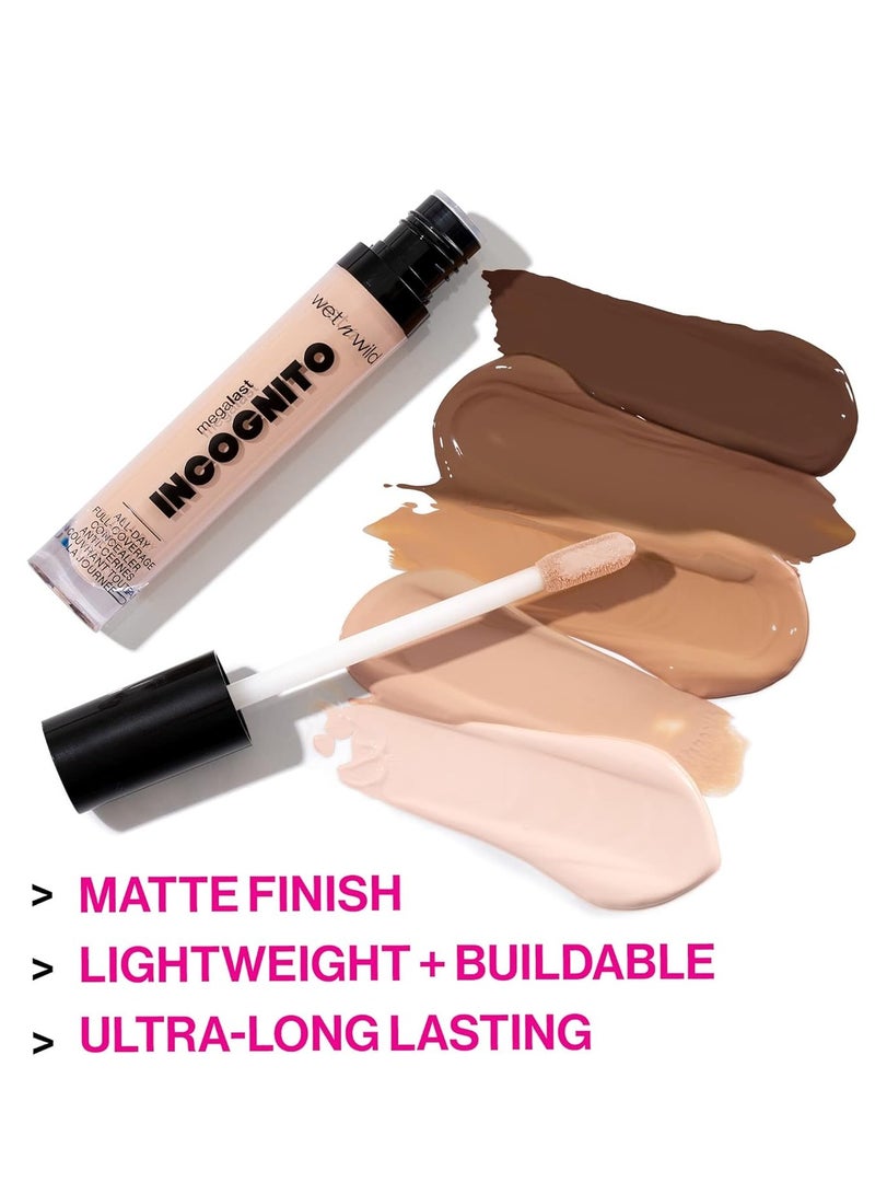 Mega Last Incognito All-Day Full Coverage Liquid Matte Concealer, 0.18 Ounce Light Beige