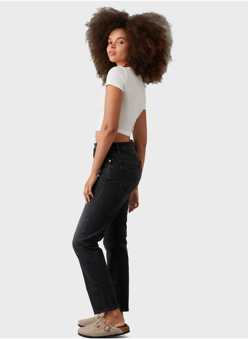 Super High Rise Ankle Straight Jeans