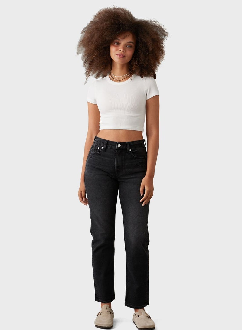 Super High Rise Ankle Straight Jeans