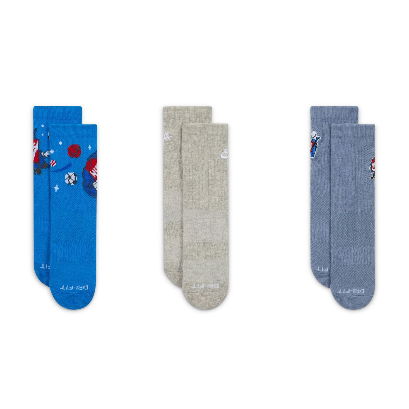 Kids' Dri-FIT Boxy Crew Socks (3 Pairs)