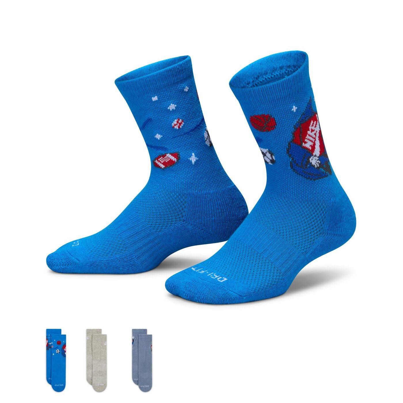 Kids' Dri-FIT Boxy Crew Socks (3 Pairs)