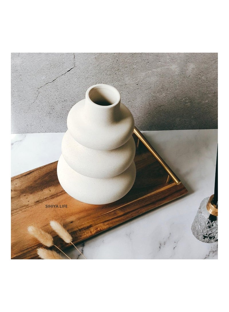 Wave Design Ceramic Vase - Medium, Off White Modern Pampas Flower Vase, Minimalist Nordic Ins Style Vase for Home Decor, Wedding, Dinners, Party, Events, Office & Gifting