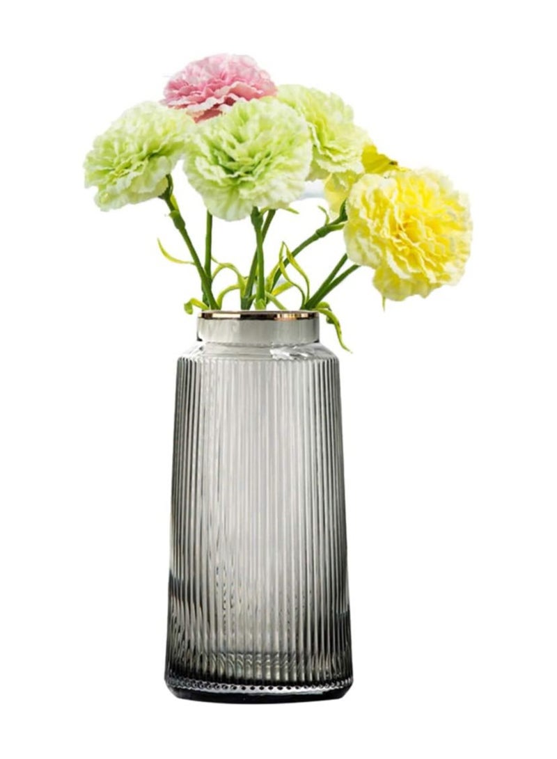 Transparent Flower Vases Tall Thickened Crystal Glass Flower Vase for Flower Arrangement Home Wedding Decor, 3 Sizes -Grey 25cm