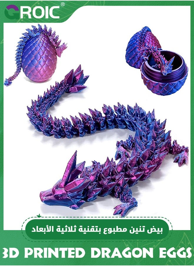 3D Printed Dragon in Egg,Dragon Eggs with Dragon Inside for Boys Kids Home Decor,Executive Articulated Crystal Dragon Fidget Desk Toys,Crystal Dragon Fidget Toys