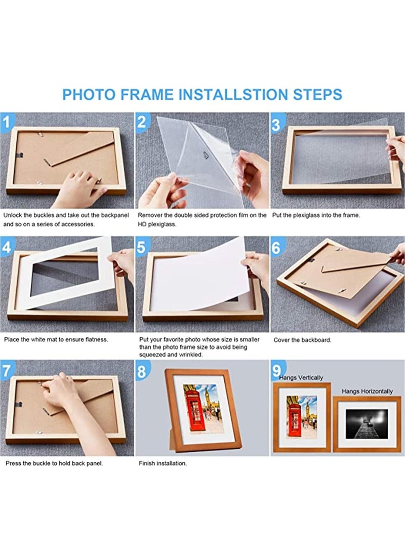 A4 Picture Frame with High Definition Glass, Rustic Photo Frames for Wall or Tabletop Display (Black)