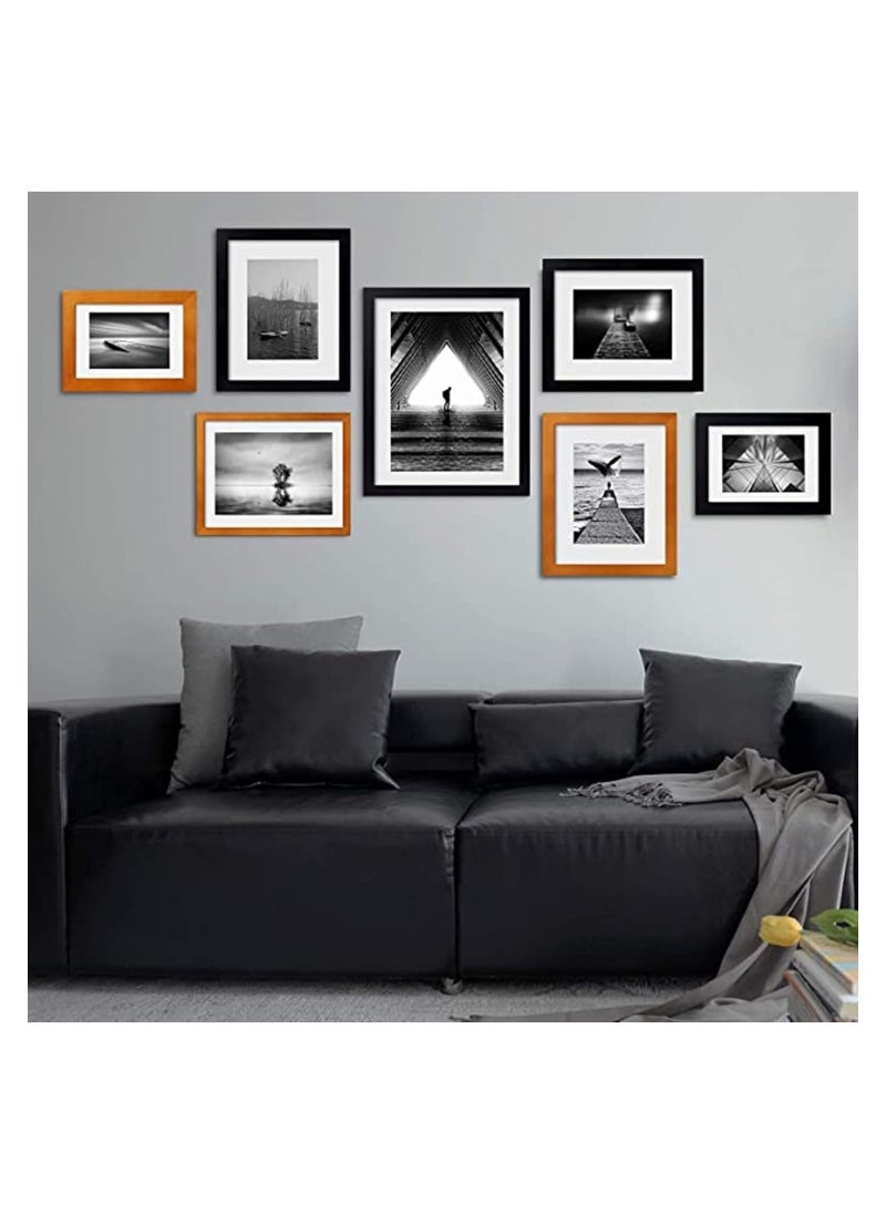 A4 Picture Frame with High Definition Glass, Rustic Photo Frames for Wall or Tabletop Display (Black)